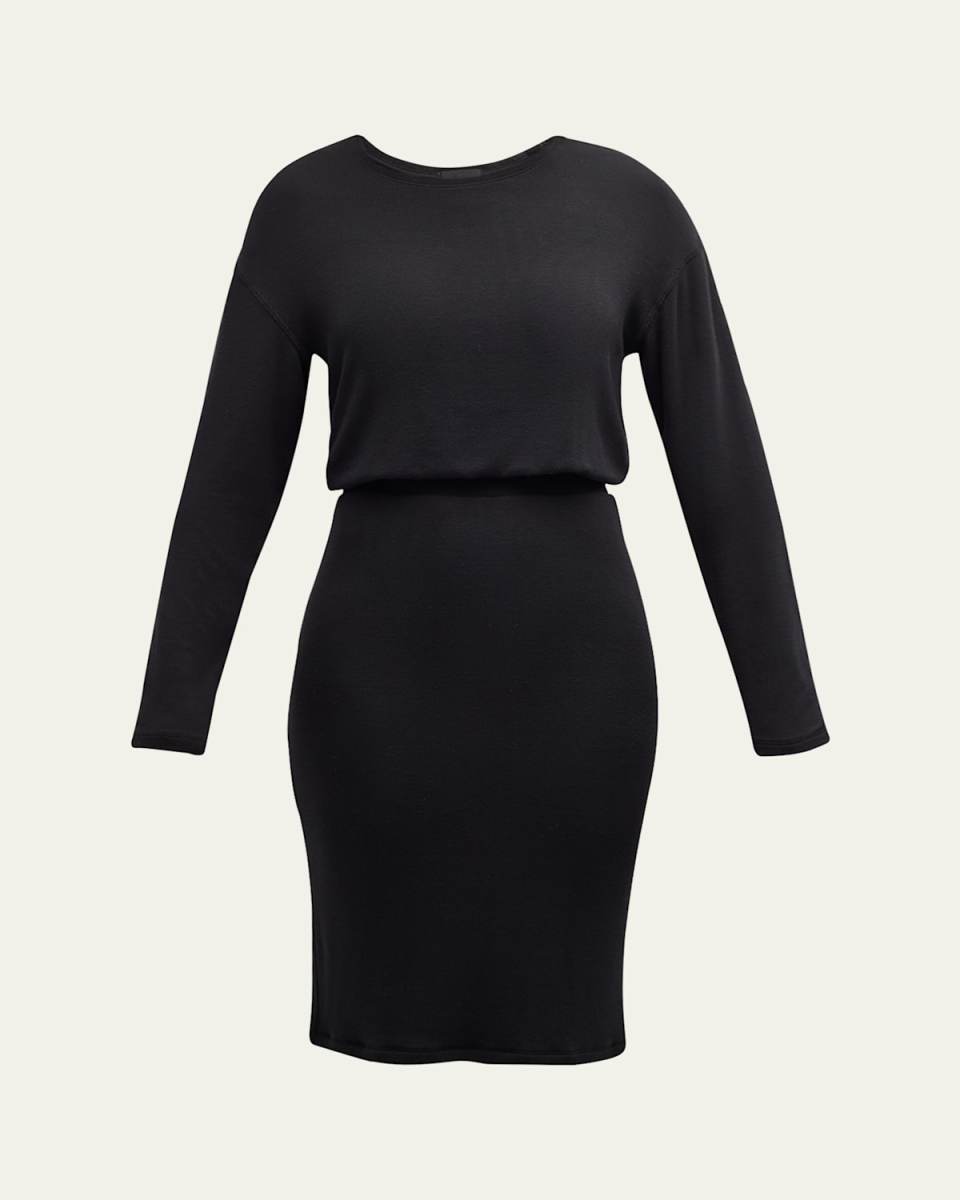 Modal Rib Cinched-Waist Midi Dress